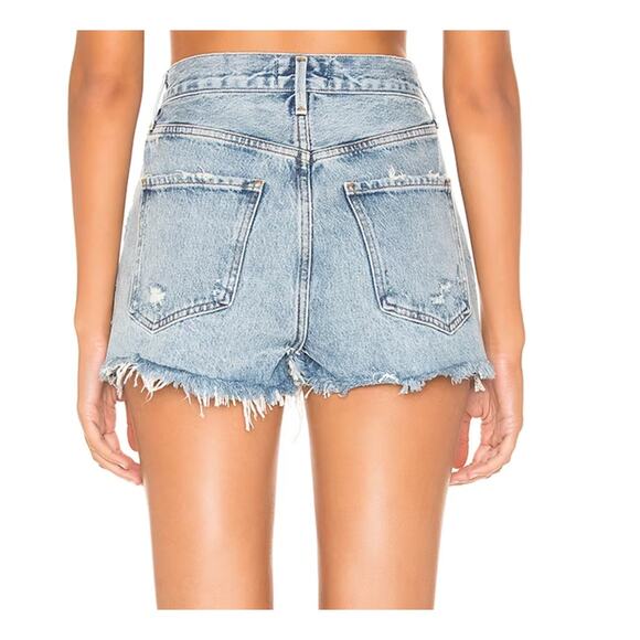 AGOLDE Size 24 Jaden Short Surreal Medium Wash Distressed Button Fly Fray Hem - Picture 12 of 12